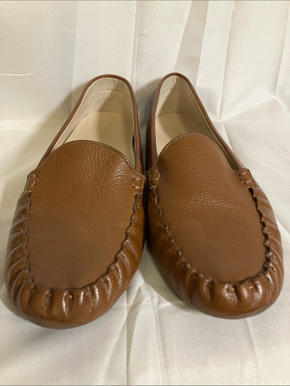 Cole Haan Evalina Drivers Chestnut Brown Leather Moccasin Loafers